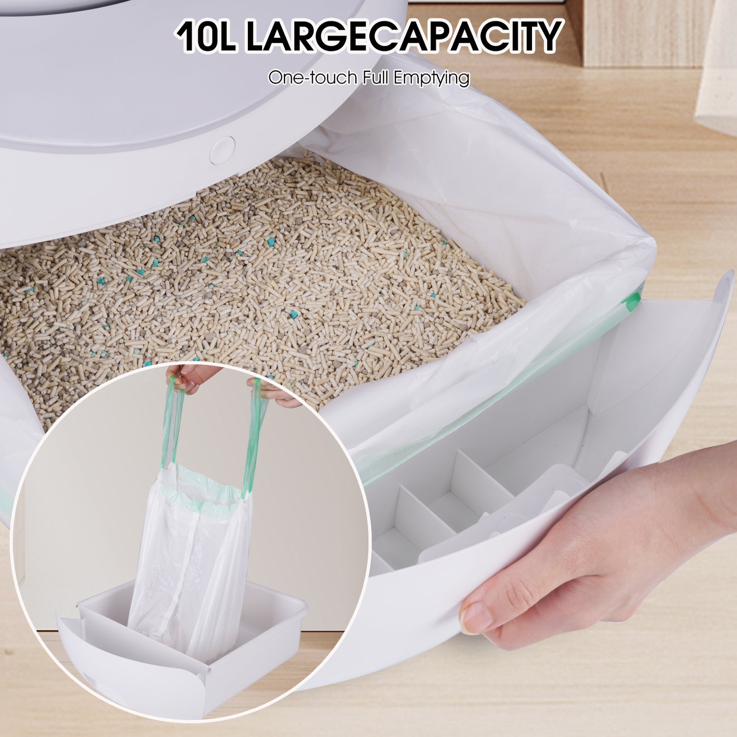 Smart Self Cleaning Cat Litter Box Cat Litter Cleaning for Multi Cats App Wifi Large Space 70L+10L