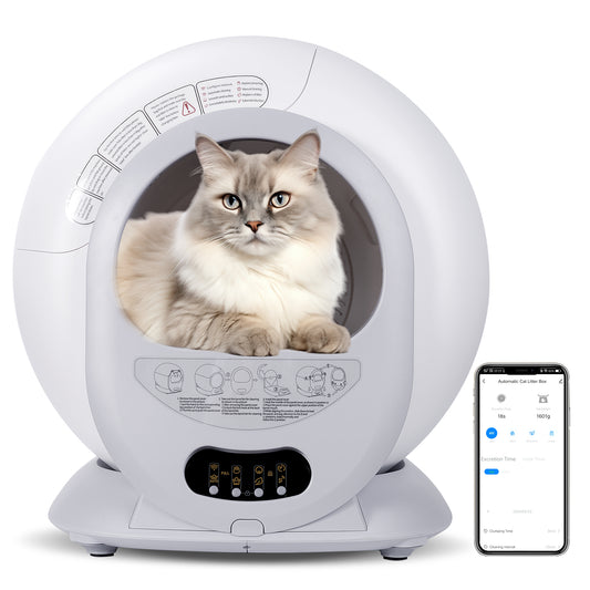 Automatic Self Cleaning Cat Litter Box Large 65L+9L Space Easy Button Control Wifi App for Multi Cats