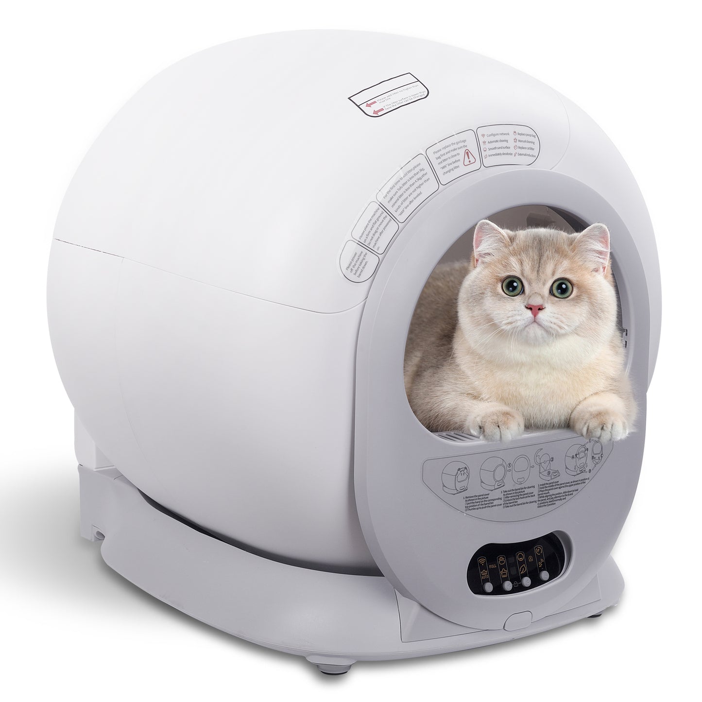 Automatic Self Cleaning Cat Litter Box Large 65L+9L Space Easy Button Control Wifi App for Multi Cats