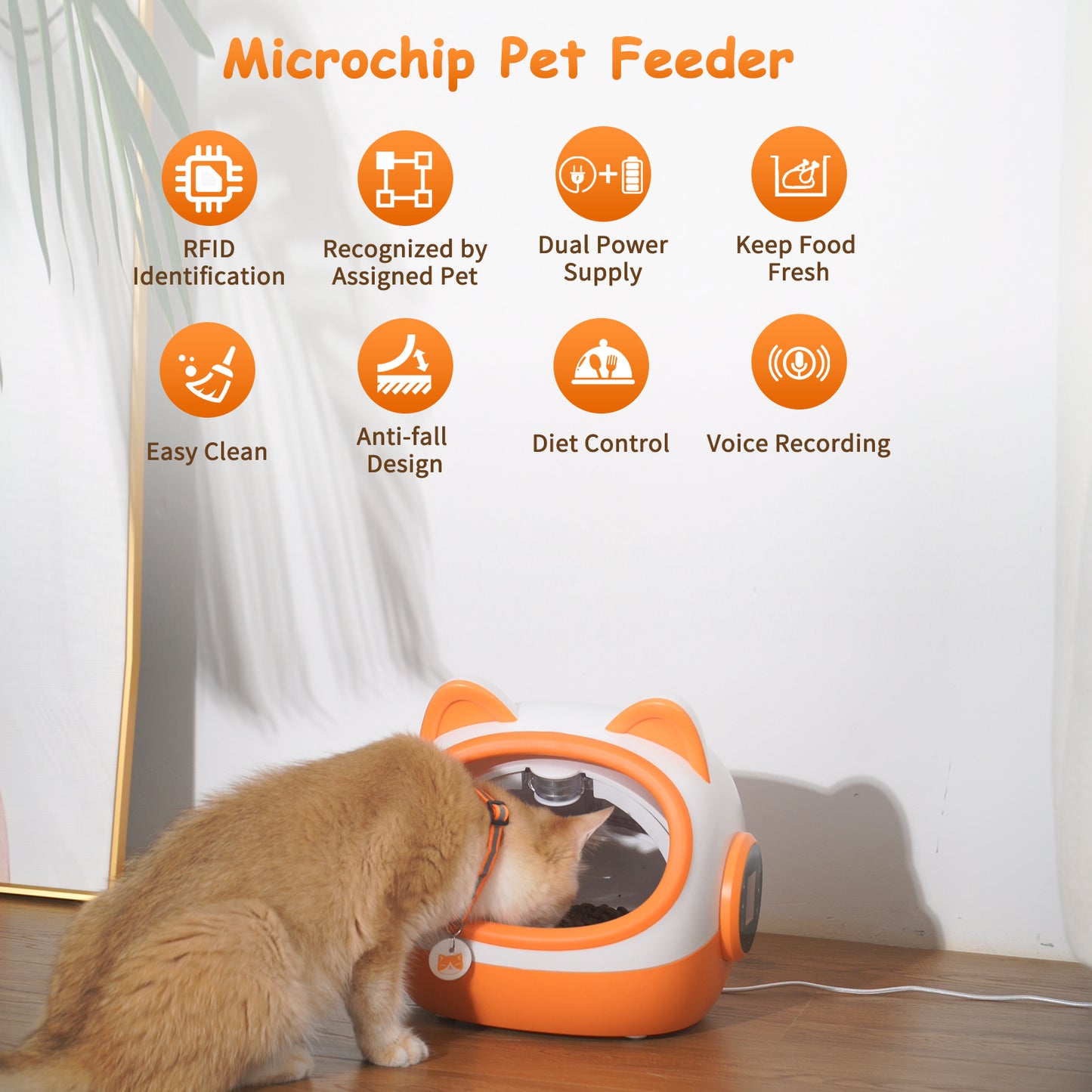 Upgraded RFID Automatic Microchip Pet Feeder Cat Feeder Prescription Diets Feeding 1-9 Meals Control