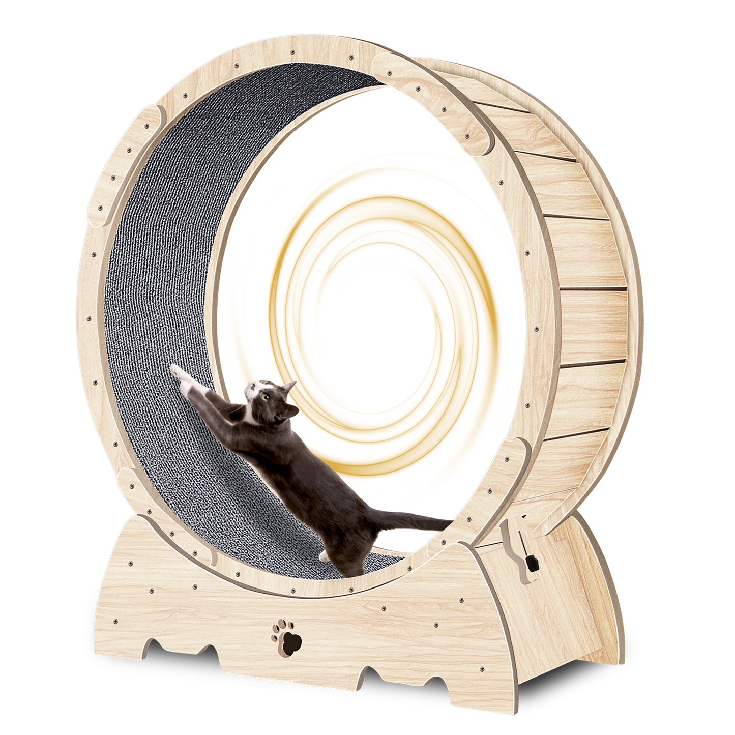 36.6 inch Wooden Large Cat Exercise Wheel Cat Treadmill Cat Running Climbing Wheel Silent Movement Cat Toy Roller Lockable