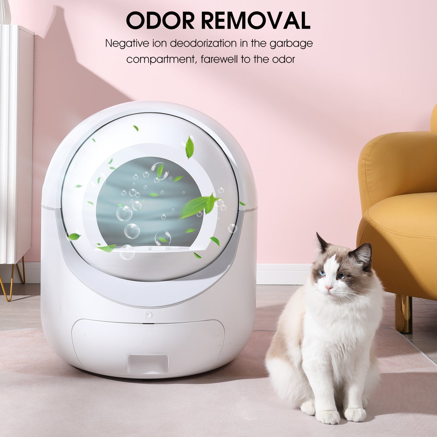 Smart Self Cleaning Cat Litter Box Cat Litter Cleaning for Multi Cats App Wifi Large Space 70L+10L