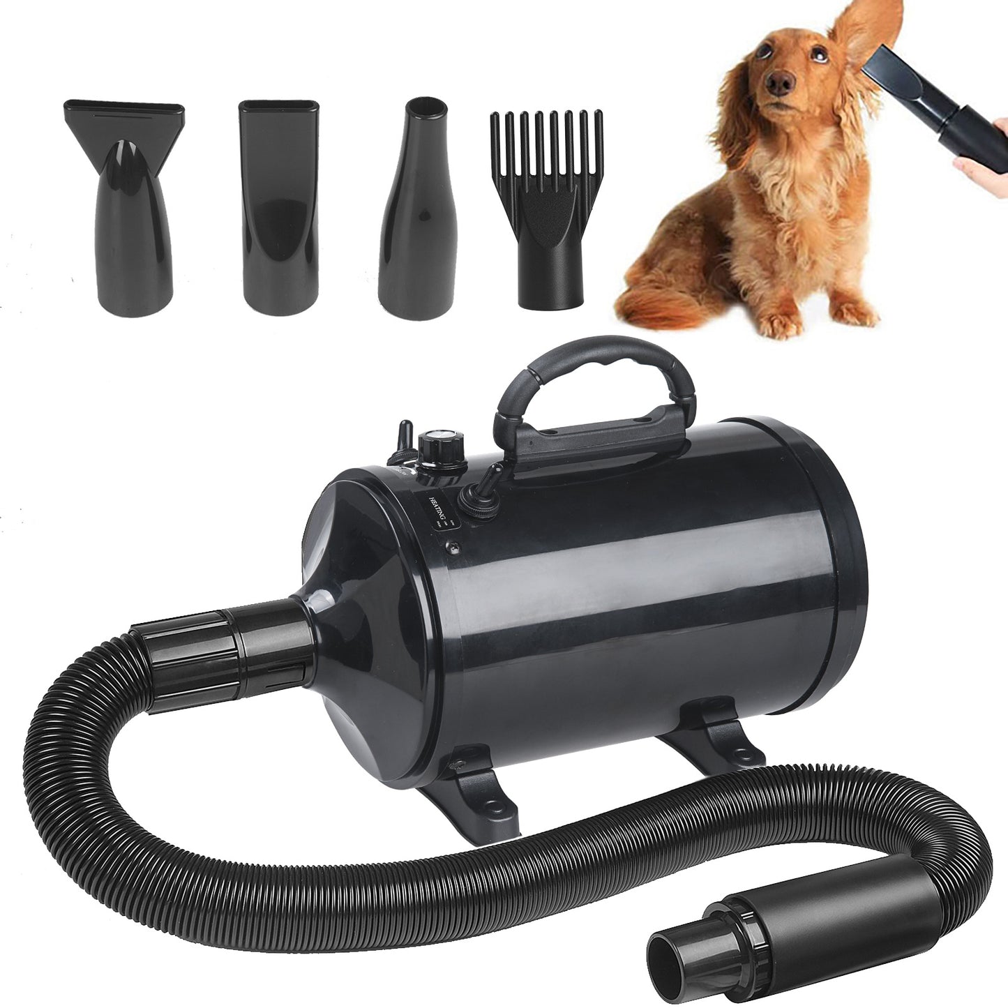 Pet Hair Dryer Dog Grooming Blow Speed Adjustable Hairdryer Blower Heater Blaster 3200W